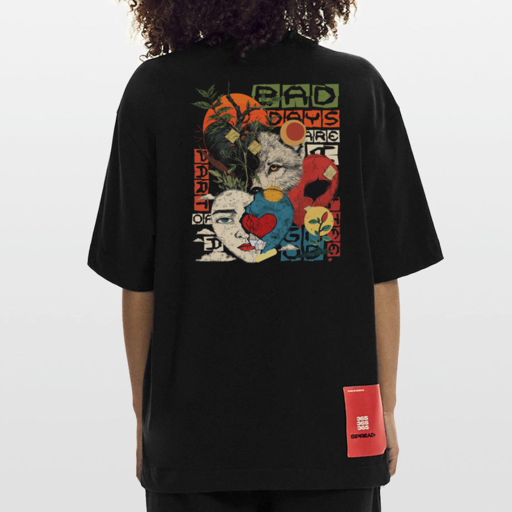 Eosan, Wolf, 1st | Heve, Heavyweight Oversized Bio T-Shirt, Unisex - SOLID BLACK