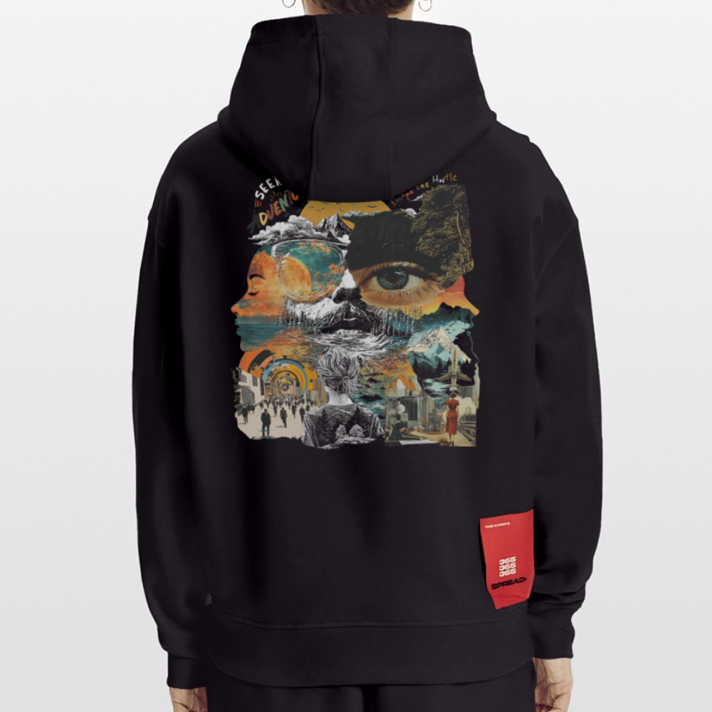 Helian, Frau, 1st | Heavyweight Oversized Bio Hoodie, Unisex - SOLID BLACK