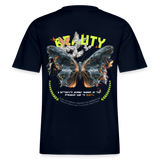 Harith, Schmetterling, 1st | Essential, Relaxed Fit Unisex Bio T-Shirt - Navy