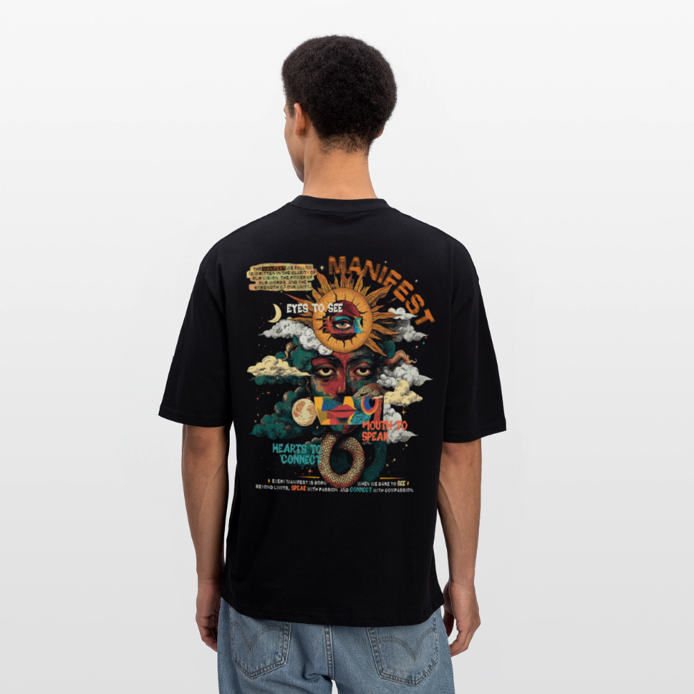 Ruqayya, Sonne, 1st | Breezy, Oversized Unisex T-Shirt - Schwarz