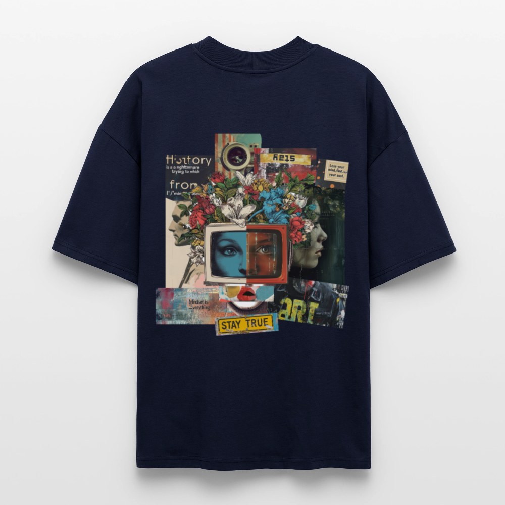 Baranê, Fernseher, 1st | Blaster, Oversize Bio T-Shirt, Unisex - Navy