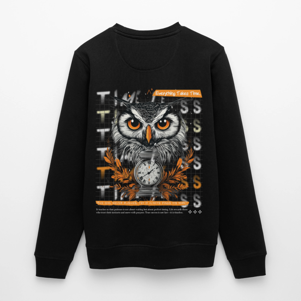 Marid, Eule, 1st | Roller, Unisex Bio-Sweatshirt - Schwarz