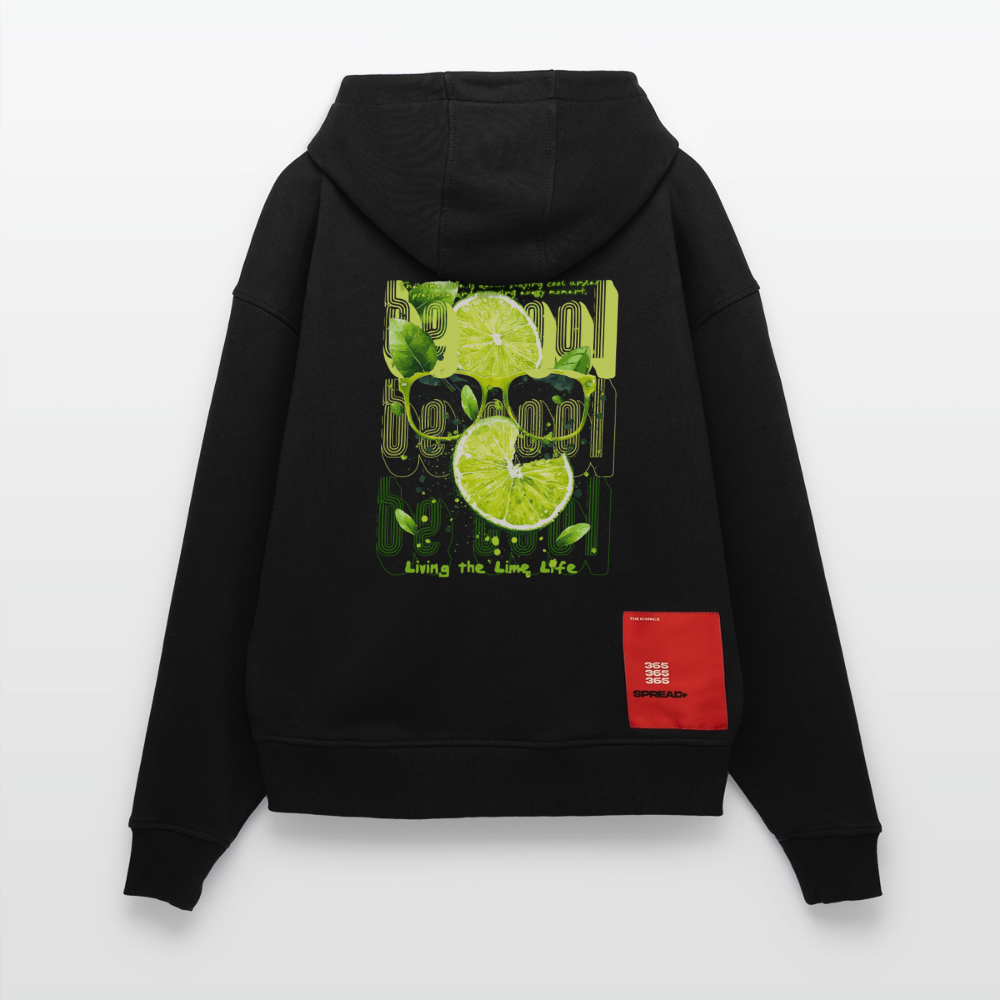 Kali, Limette, 1st | Heavyweight Oversized Bio Hoodie, Unisex - SOLID BLACK
