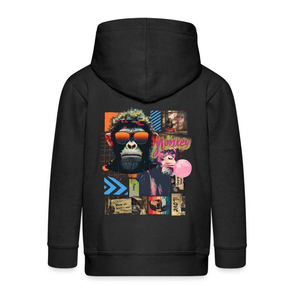 Perîzar, Affen, 1st | Kinder Zip Hoodie - Schwarz