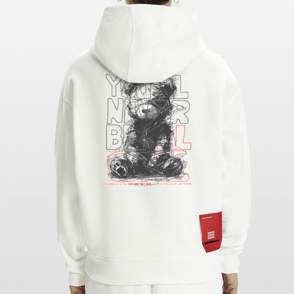 Astravor, Bär, 1st | Heavyweight Oversized Bio Hoodie, Unisex - OFF WHITE