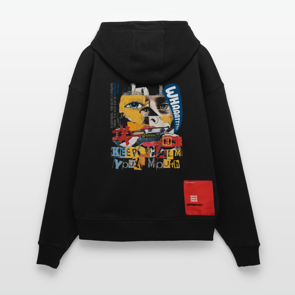 Kronan, Gesicht, 1st | Heavyweight Oversized Bio Hoodie, Unisex - SOLID BLACK