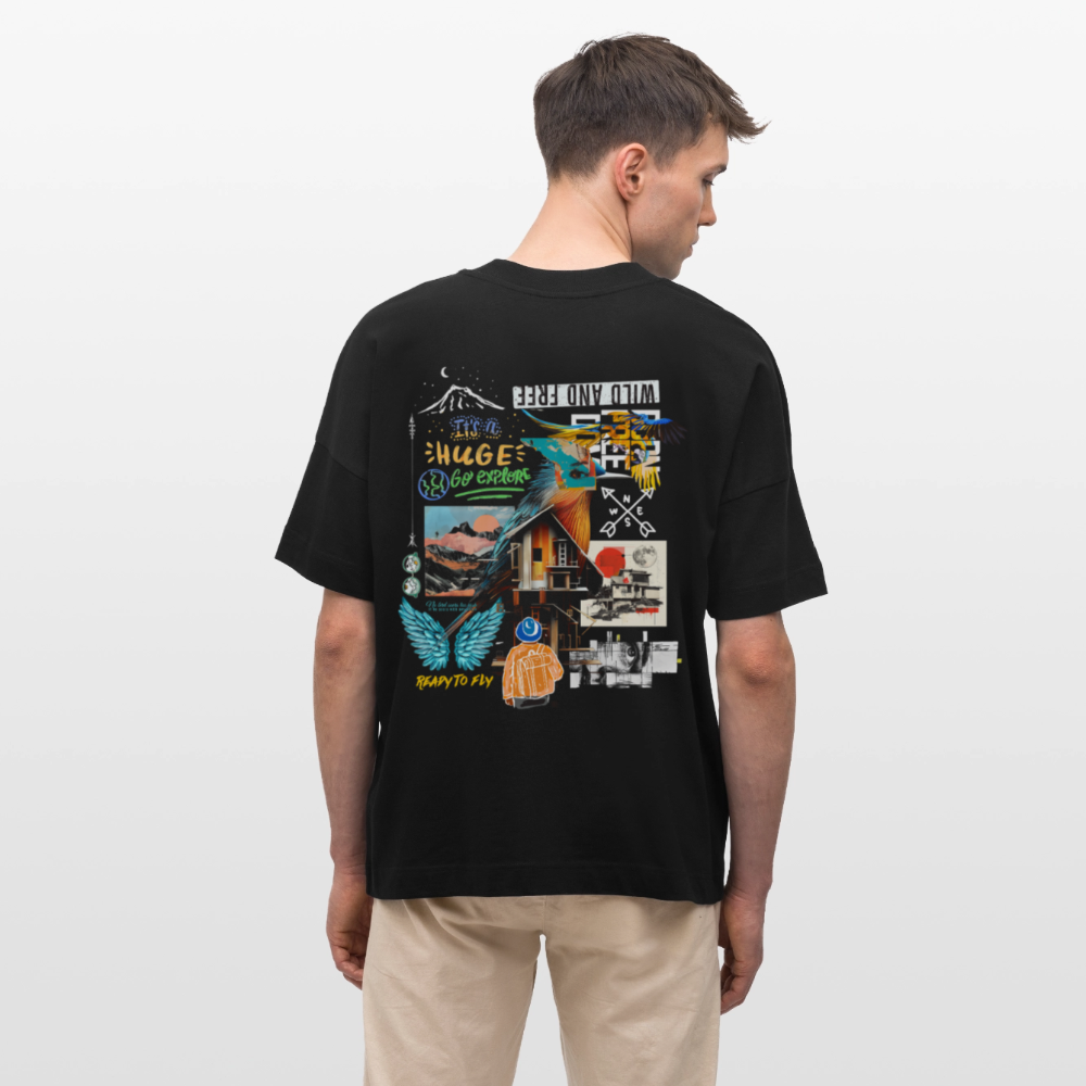 Nüwa, Wandern, 1st | Blaster, Oversize Bio T-Shirt, Unisex - Schwarz