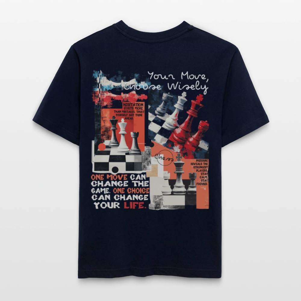 Heraa, Schach, 1st | Essential, Relaxed Fit Unisex Bio T-Shirt - Navy