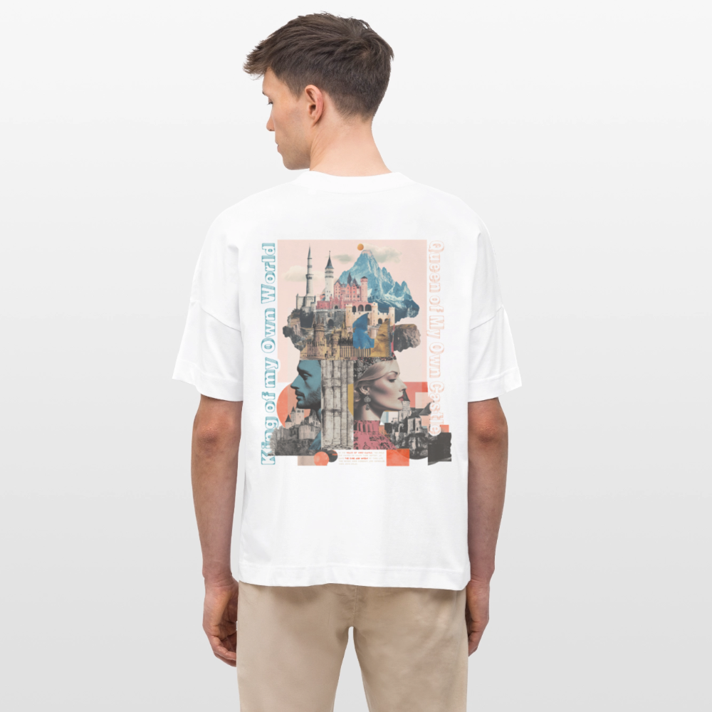 Zephiron2, Schloss, 1st | Blaster, Oversize Bio T-Shirt, Unisex - Weiß