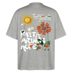 Odin , Blume, 1st | Blaster, Oversize Bio T-Shirt, Unisex - Grau meliert