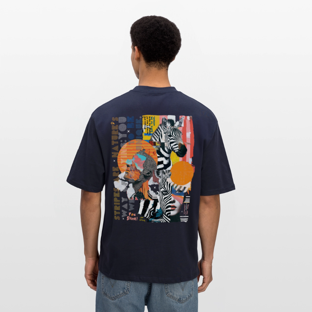 Aresia, Zebra, 1st | Breezy, Oversized Unisex T-Shirt - Navy