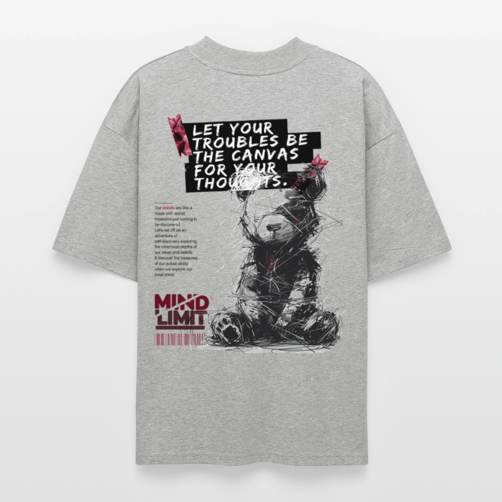 Zentharis, Bär, 1st | Blaster, Oversize Bio T-Shirt, Unisex - Grau meliert