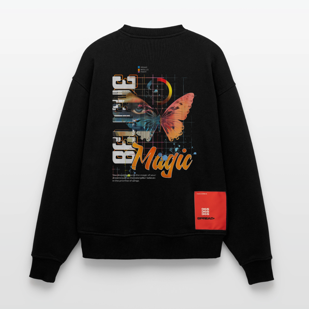 Derdiyok, Schmetterling, 1st | Heavyweight Oversized Bio Sweater, Unisex - SOLID BLACK