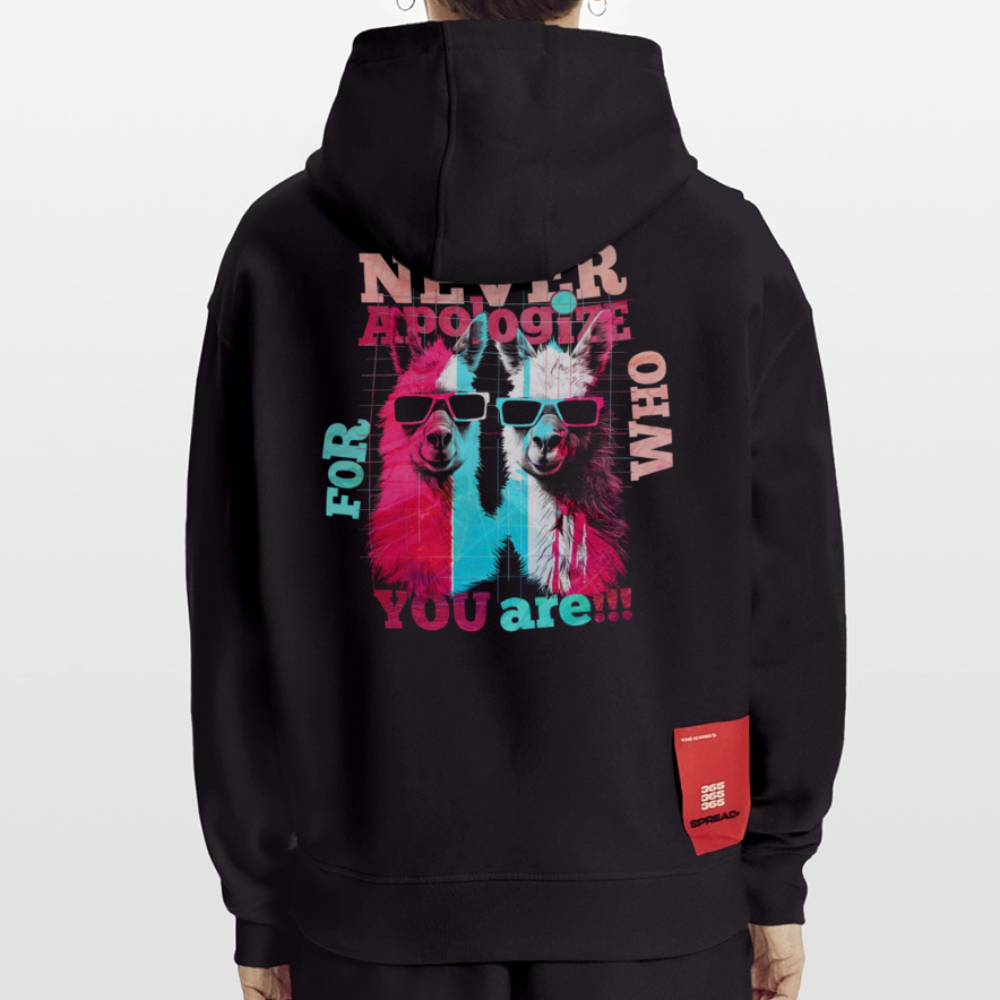 Tenjin, Alpaka, 1st | Heavyweight Oversized Bio Hoodie, Unisex - SOLID BLACK