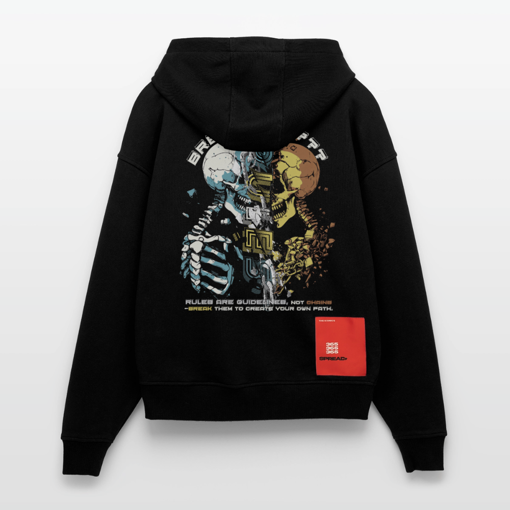 Fujin, Totenkopf, 1st | Heavyweight Oversized Bio Zip Hoodie, Unisex - SOLID BLACK
