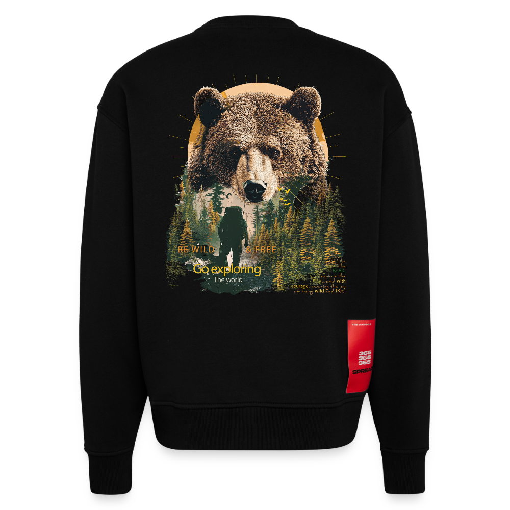 Ghadab, Bär, 1st | Heavyweight Oversized Bio Sweater, Unisex - SOLID BLACK