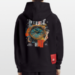 Demeteros, Uhr, 1st | Heavyweight Oversized Bio Hoodie, Unisex - SOLID BLACK