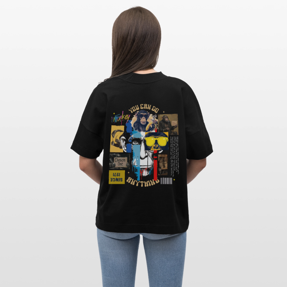 Xurjin, Affe, 1st | Blaster, Oversize Bio T-Shirt, Unisex - Schwarz