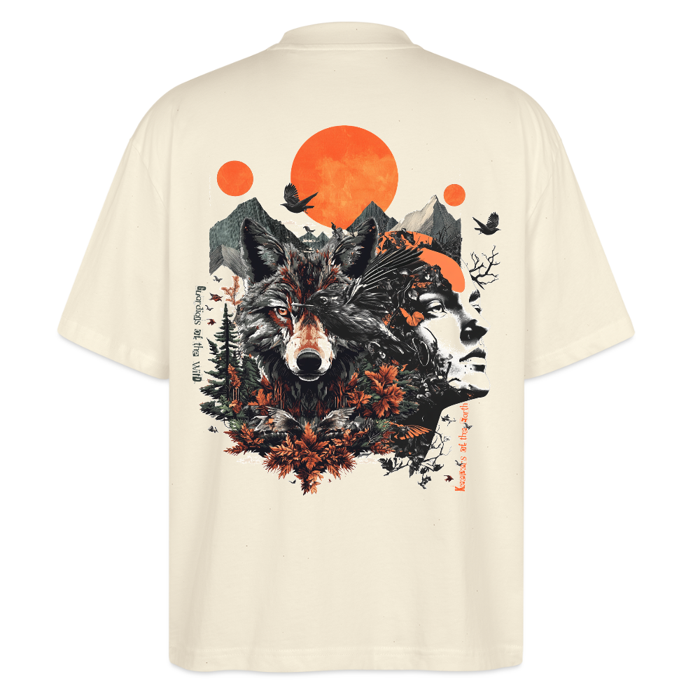Vaermundis, Wolf, 1st | Blaster, Oversize Bio T-Shirt, Unisex - Weißgrau