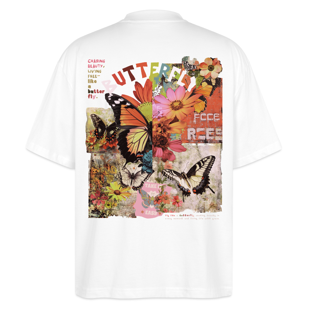 Azaroth, Schmetterling, 1st | Blaster, Oversize Bio T-Shirt, Unisex - Weiß