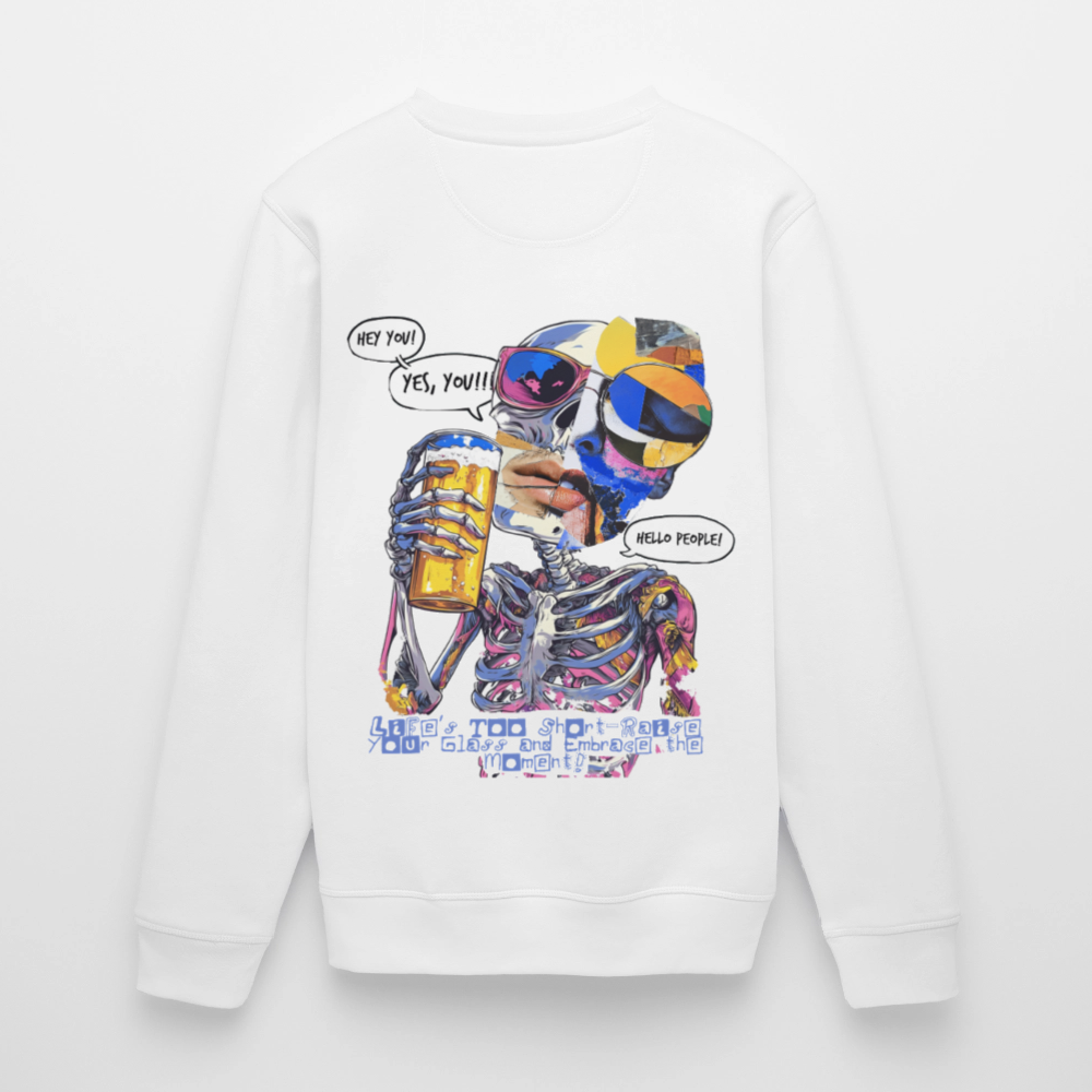 Vorthalos, Skelet, 1st | Roller, Unisex Bio-Sweatshirt - Weiß