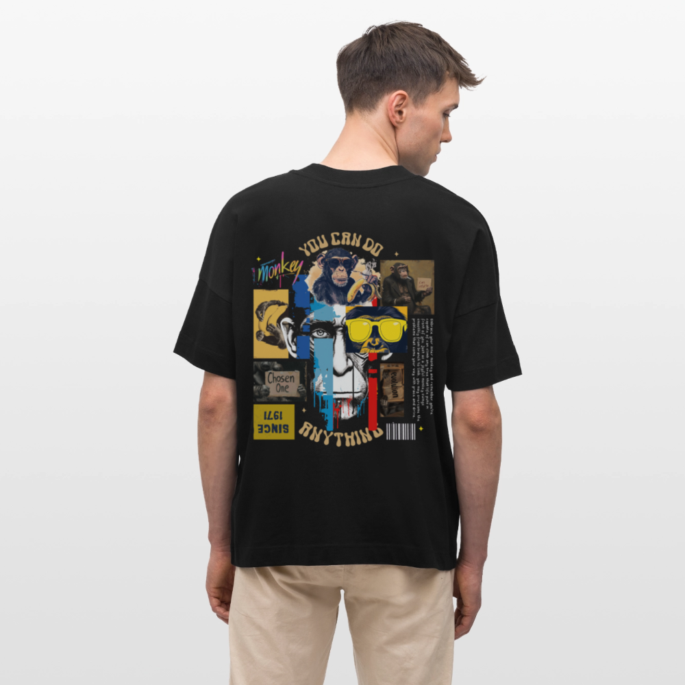 Xurjin, Affe, 1st | Blaster, Oversize Bio T-Shirt, Unisex - Schwarz
