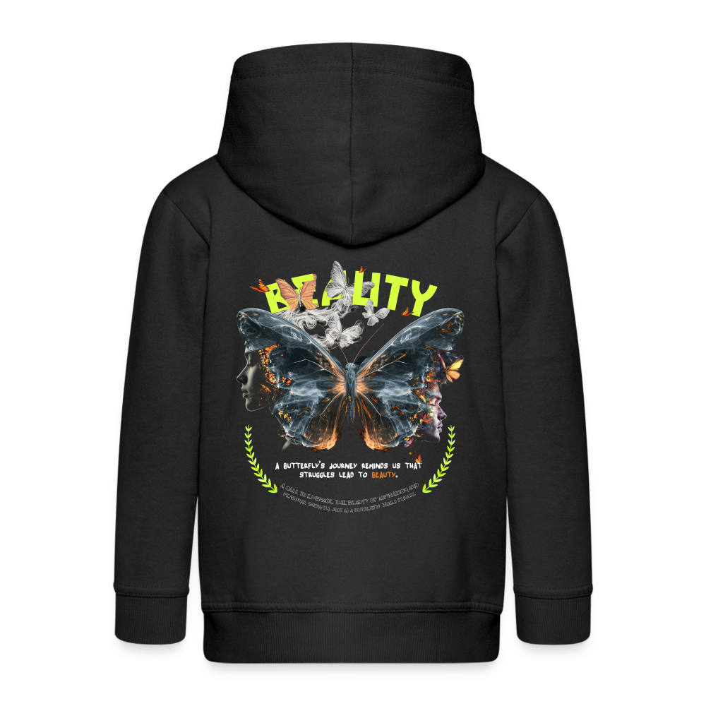 Harith, Schmetterling, 1st | Kinder Zip Hoodie - Schwarz