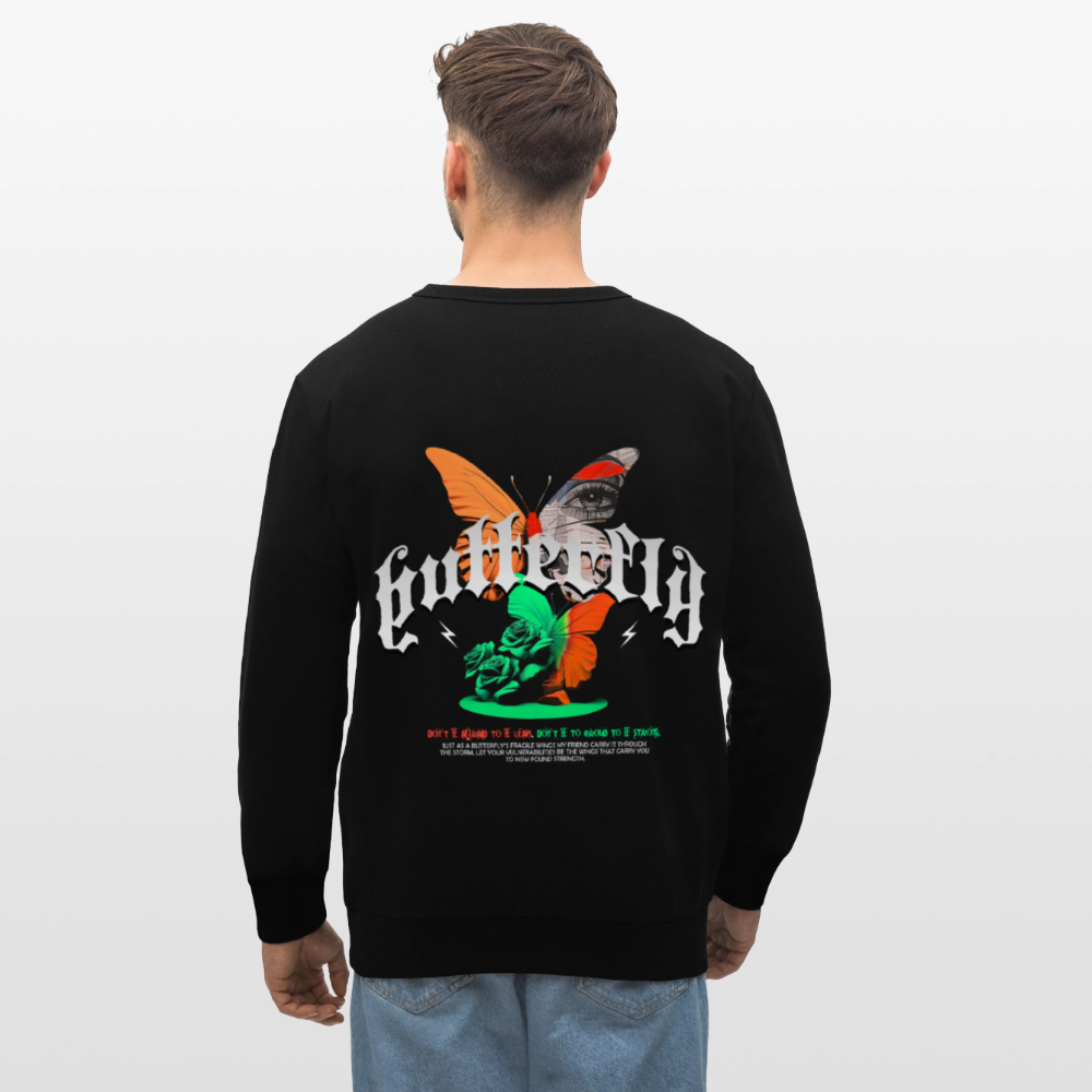 Noşîrêwan, Schmetterling, 1st | Roller, Unisex Bio-Sweatshirt - Schwarz