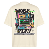 Aetherion, Laptop, 1st | Blaster, Oversize Bio T-Shirt, Unisex - Weißgrau