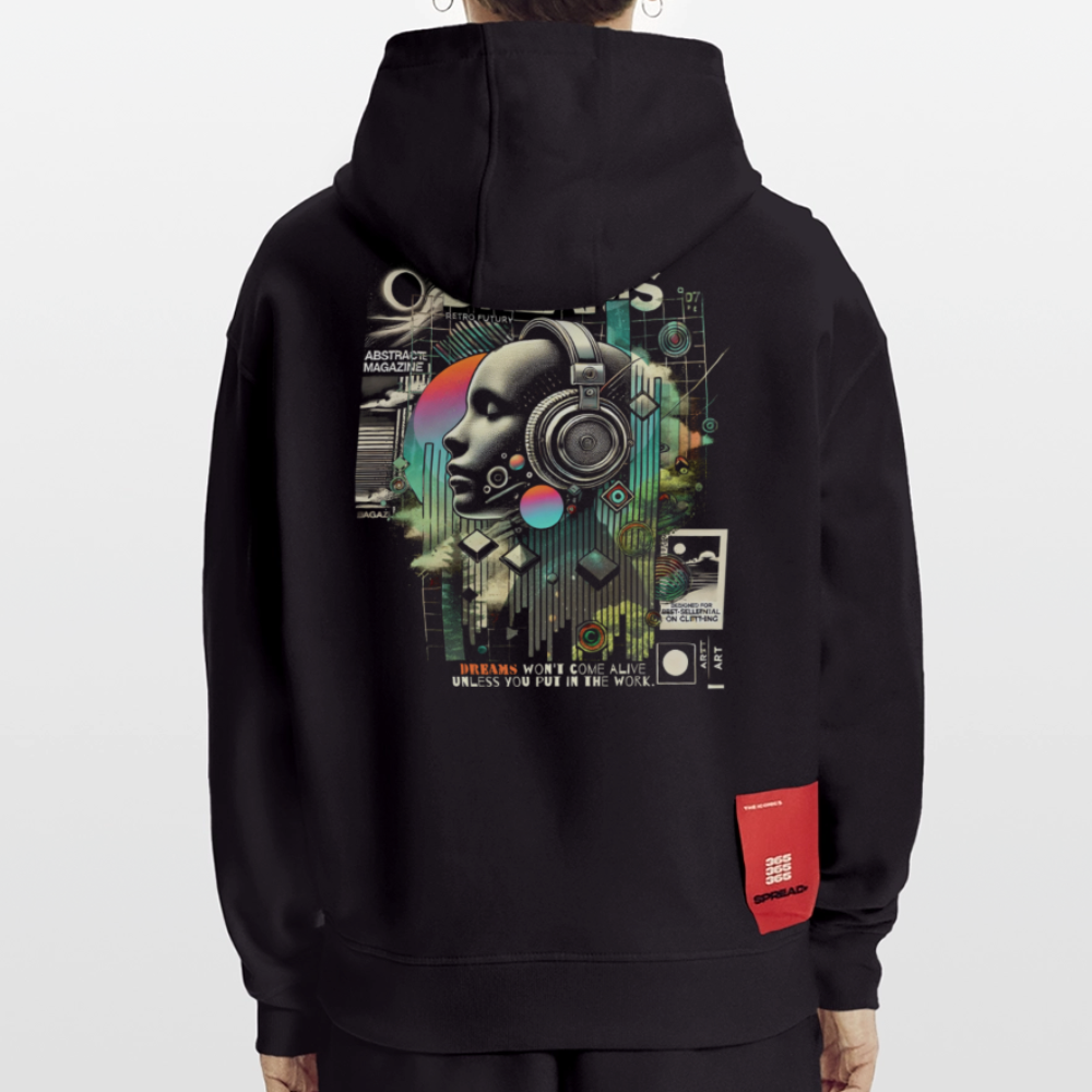 Harmonian, Fantasie, 1st | Heavyweight Oversized Bio Hoodie, Unisex - SOLID BLACK