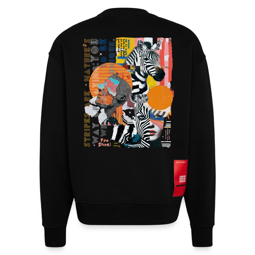 Aresia, Zebra, 1st | Heavyweight Oversized Bio Sweater, Unisex - SOLID BLACK