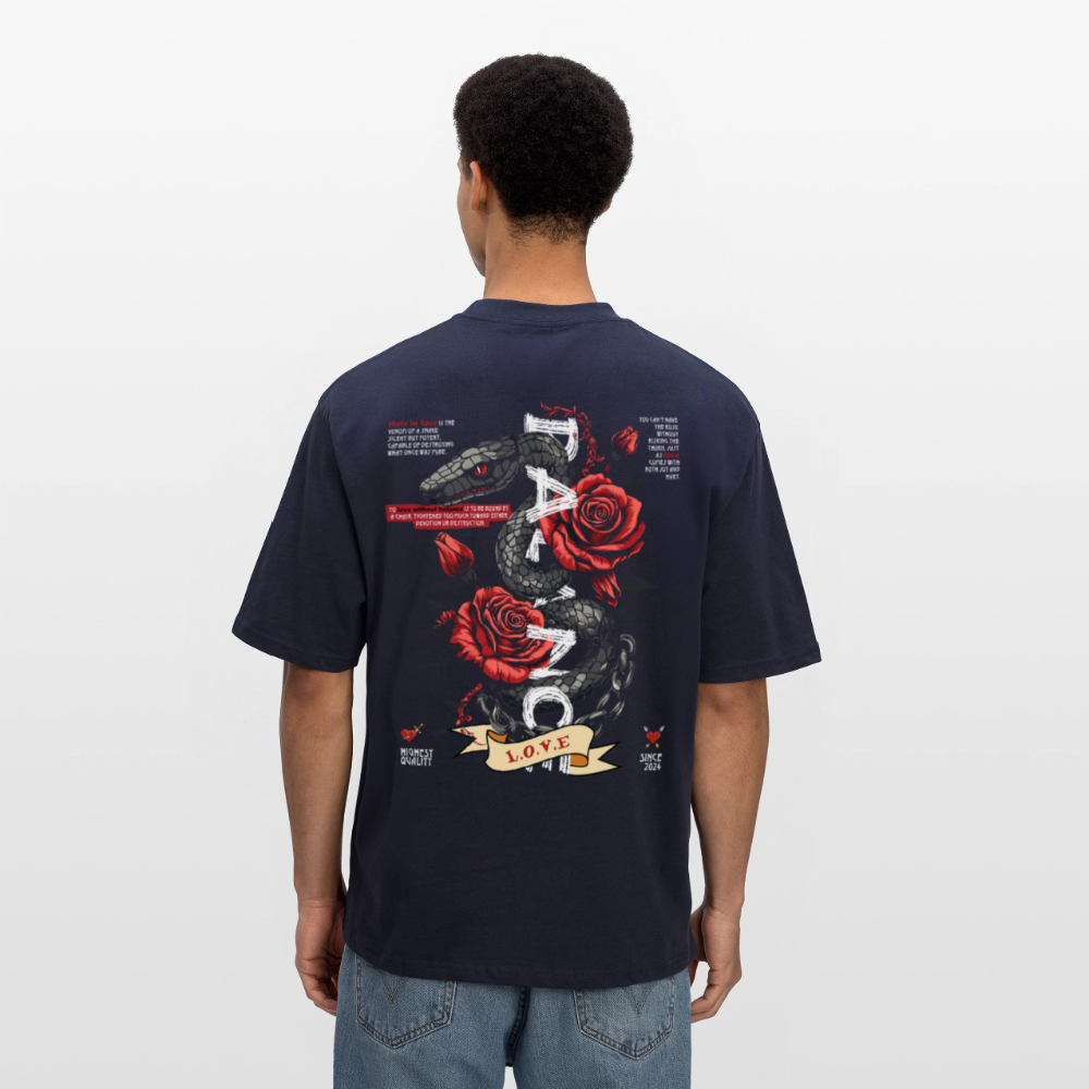 Hephani, Schlange, 1st | Breezy, Oversized Unisex T-Shirt - Navy