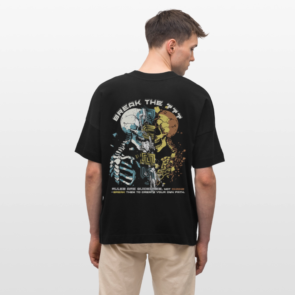 Fujin, Totenkopf, 1st | Blaster, Oversize Bio T-Shirt, Unisex - Schwarz