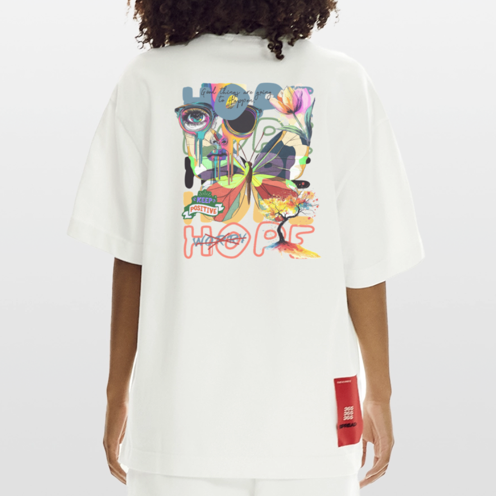 Tenebris, Schmetterling, 1st | Heve, Heavyweight Oversized Bio T-Shirt, Unisex - OFF WHITE