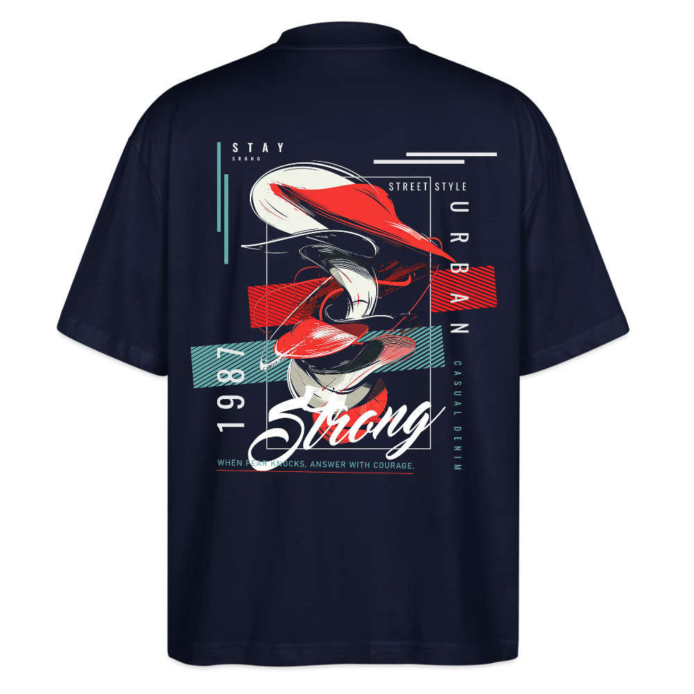 Guanyin, Muschel, 1st | Blaster, Oversize Bio T-Shirt, Unisex - Navy