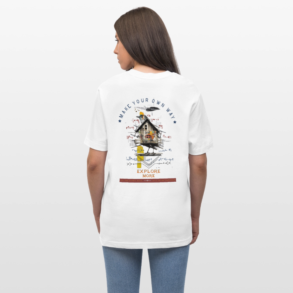 Durnamar, Vogel, 1st | Essential, Relaxed Fit Unisex Bio T-Shirt - Weiß
