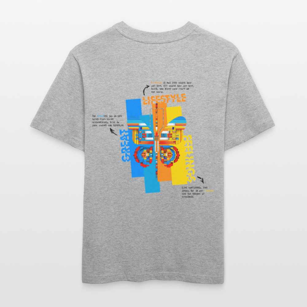 Nebularis, Schmetterling, 1st | Essential, Relaxed Fit Unisex Bio T-Shirt - Grau meliert