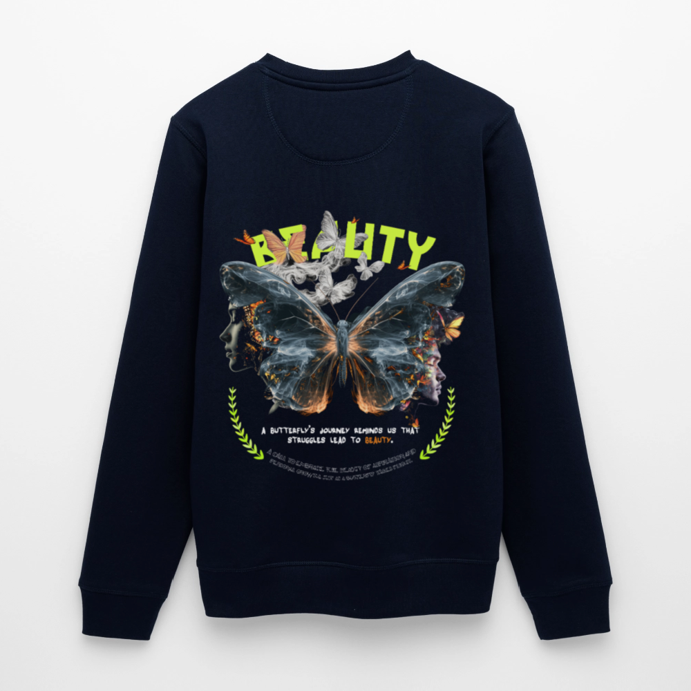 Harith, Schmetterling, 1st | Roller, Unisex Bio-Sweatshirt - Navy