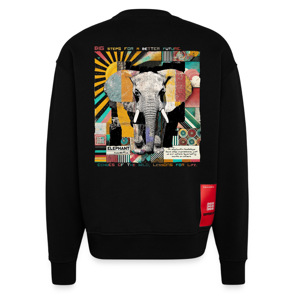 Thanatain, Elefant, 1st | Heavyweight Oversized Bio Sweater, Unisex - SOLID BLACK