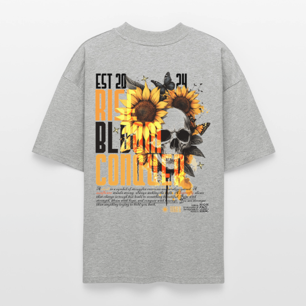 Umbraxion, Sonnenblume, 1st | Blaster, Oversize Bio T-Shirt, Unisex - Grau meliert