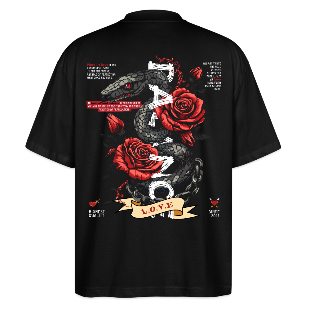Hephani, Schlange, 1st | Blaster, Oversize Bio T-Shirt, Unisex - Schwarz