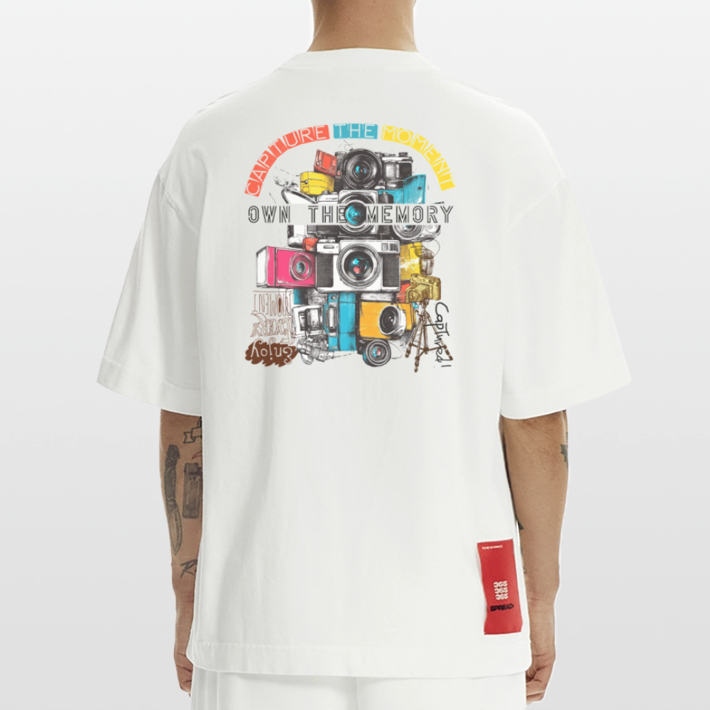 Zarethor, Kamera, 1st | Heve, Heavyweight Oversized Bio T-Shirt, Unisex - OFF WHITE