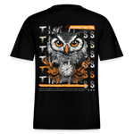 Marid, Eule, 1st | Essential, Relaxed Fit Unisex Bio T-Shirt - Schwarz