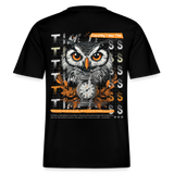 Marid, Eule, 1st | Essential, Relaxed Fit Unisex Bio T-Shirt - Schwarz