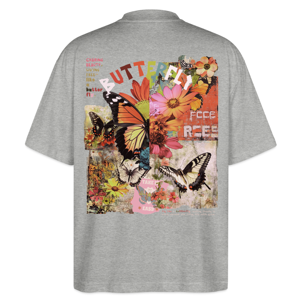 Azaroth, Schmetterling, 1st | Blaster, Oversize Bio T-Shirt, Unisex - Grau meliert