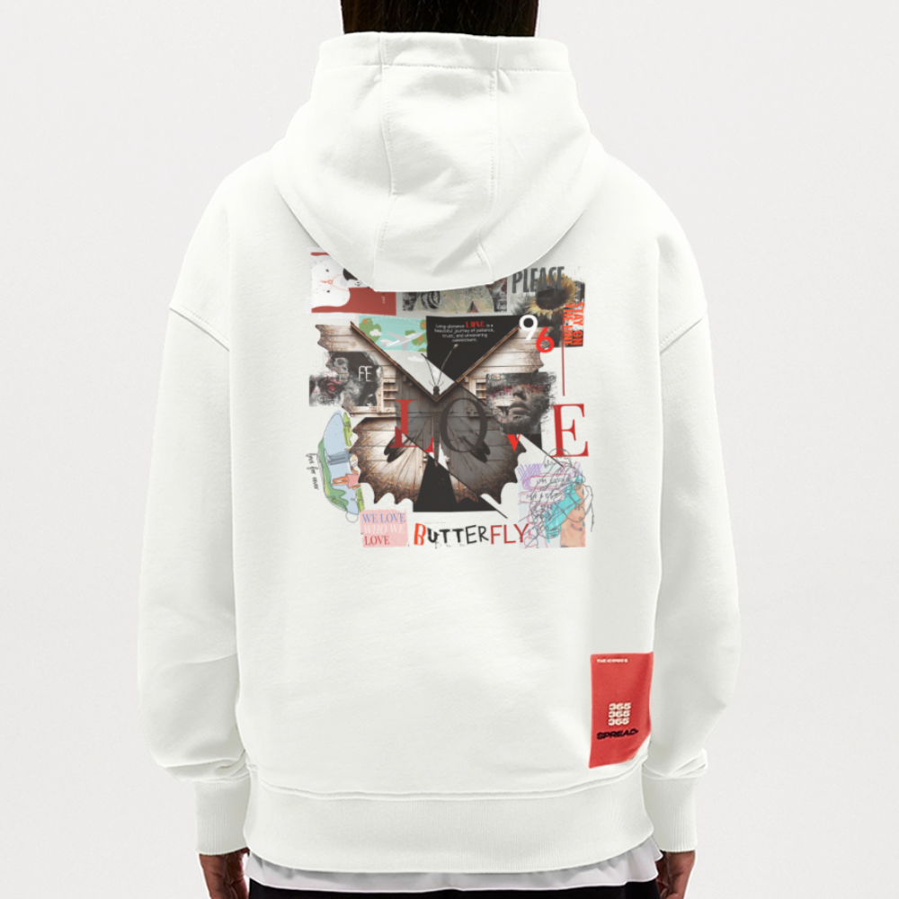 Zentharior, Schmetterling, 1st | Heavyweight Oversized Bio Hoodie, Unisex - OFF WHITE