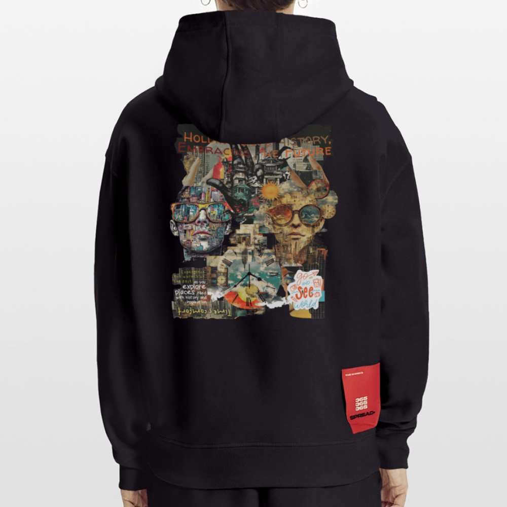 Huitzilopochtli, Gesichter, 1st | Heavyweight Oversized Bio Hoodie, Unisex - SOLID BLACK