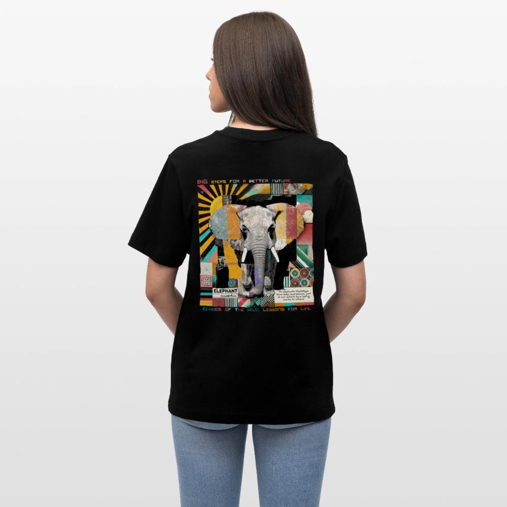 Thanatain, Elefant, 1st | Essential, Relaxed Fit Unisex Bio T-Shirt - Schwarz