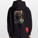 Demeter, Tiger, 1st | Heavyweight Oversized Bio Hoodie, Unisex - SOLID BLACK