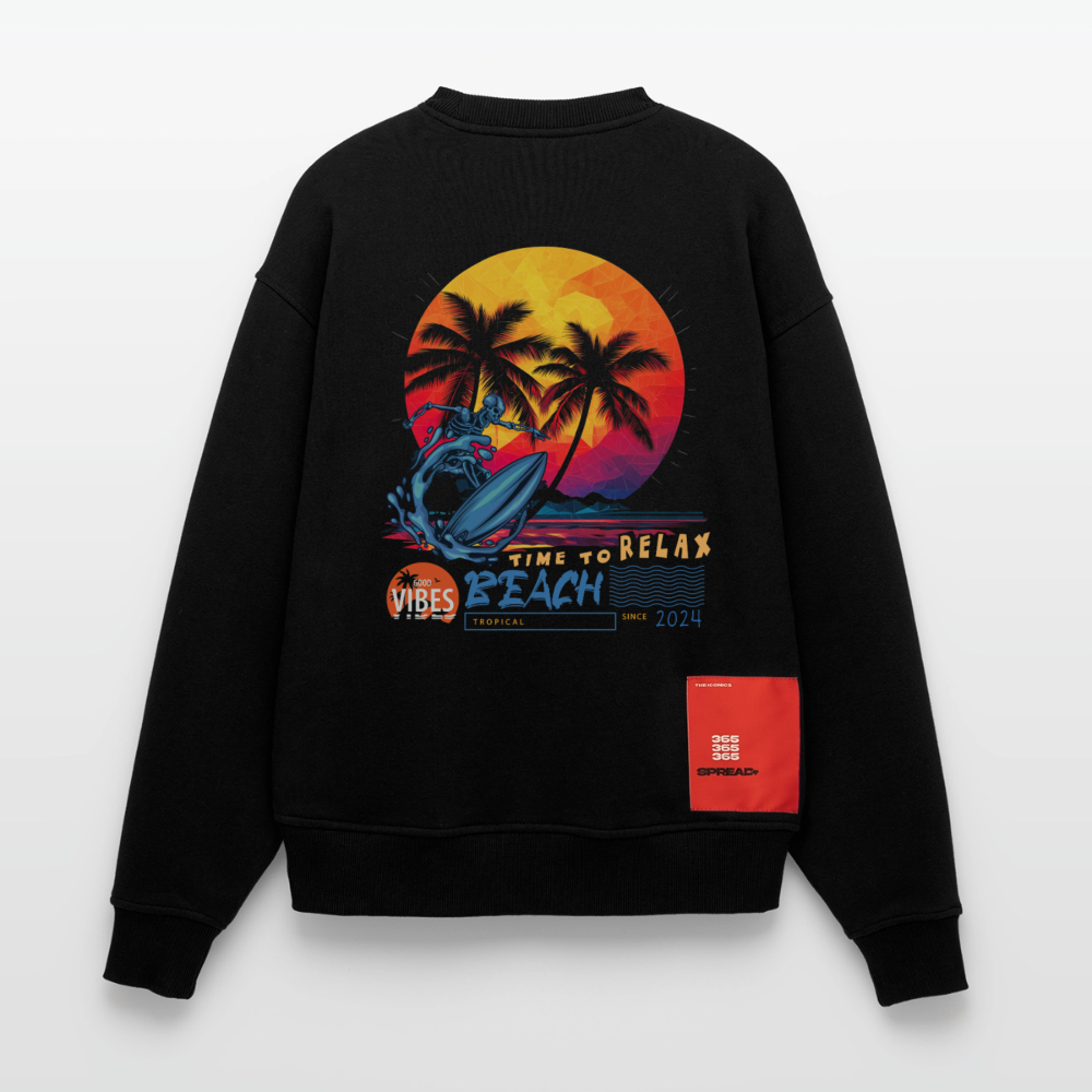 Eryan, Surfen, 1st | Heavyweight Oversized Bio Sweater, Unisex - SOLID BLACK